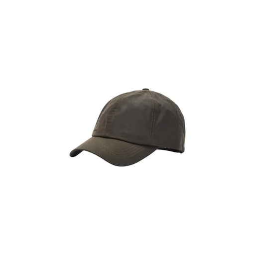 Casquette de baseball Barbour pour homme en coton ciré vert olive foncé avec visière incurvée classique, vue de face