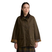 Olive green waxed cotton field jacket with dark brown collar and plaid cuffs by barbour women beige cotton wax bedale blazer