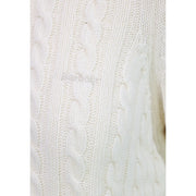 Pull Barbour pour femme en laine et coton blanc cendré, tricoté en maille torsadée avec un motif texturé entrelacé.