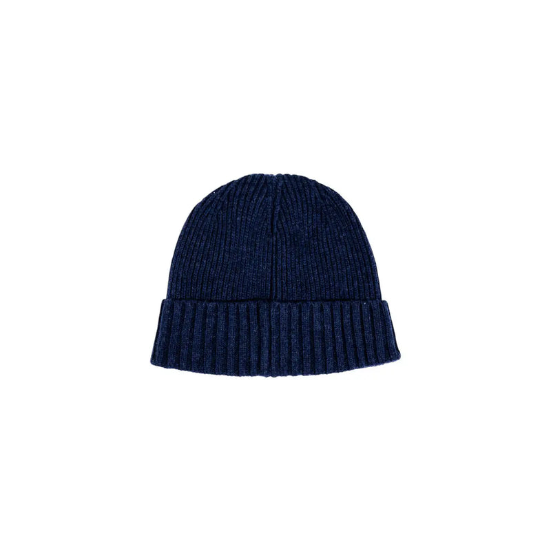 Bonnet Barbour Carlton pour homme en laine bleu marine côtelée, revers replié, vue de face