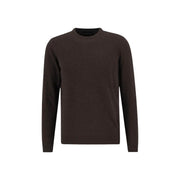 Pull Barbour en laine marron foncé pour homme, à maille fine, poignets et ourlet côtelés, vue de face