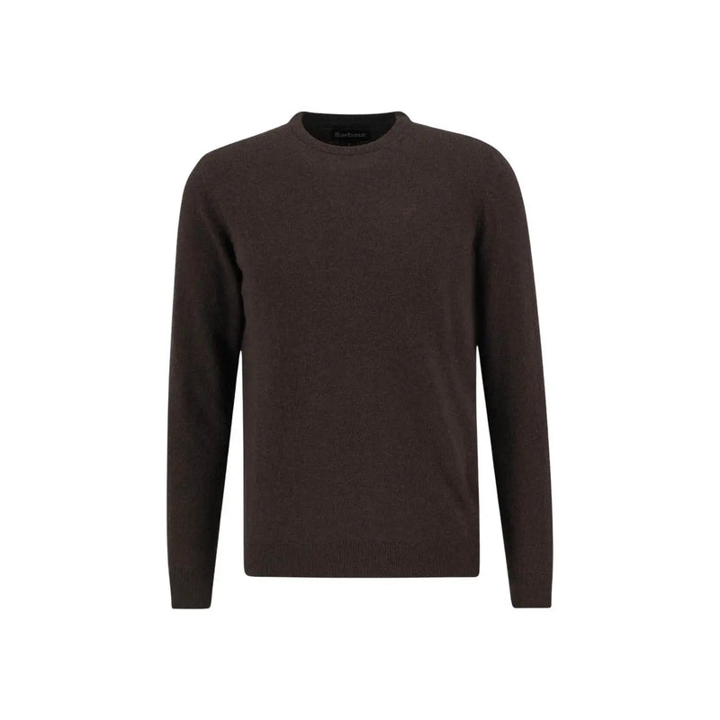 Pull Barbour en laine marron foncé pour homme, à maille fine, poignets et ourlet côtelés, vue de face