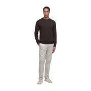 Pull Barbour en laine marron foncé pour homme, col rond, maille lisse, vue de face