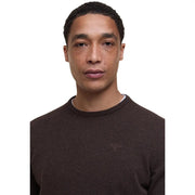 Pull Barbour en laine marron foncé pour homme, en maille texturée avec logo brodé sur la poitrine, vue de face