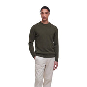 Pull Barbour en laine pour homme, vert olive, col rond, vue de face