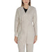 Beige belted cardigan from Clerè Women’s Long Knit Sweater collection