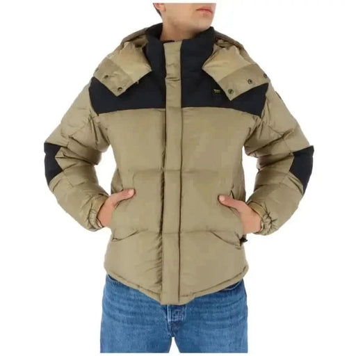 Doudoune d'hiver beige et noire à capuche de Blauer Collection de vestes pour hommes