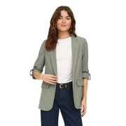 Blazer vert olive à manches retroussées et poches à rabat, costume blazer beige