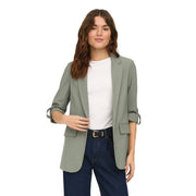 Olive green blazer with rolled-up sleeves and flap pockets, Beige Blazer Suit