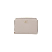 Beige Calvin Klein wallet displayed with black zipper in the Calvin Klein Black Zippered Wallet product image