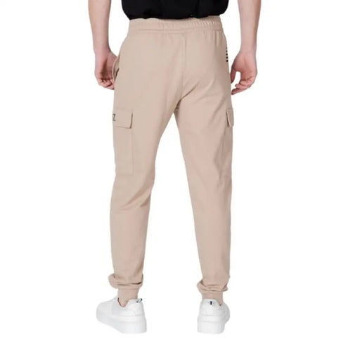 Beige Ea7 men cotton trousers for spring summer fashion collection