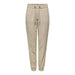 Beige drawstring jogger pants with elastic cuffs by Only Women Trousers