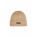 Beige knit beanie displayed with Calvin Klein Men’s Black Slip-On Cap 100% Polyester