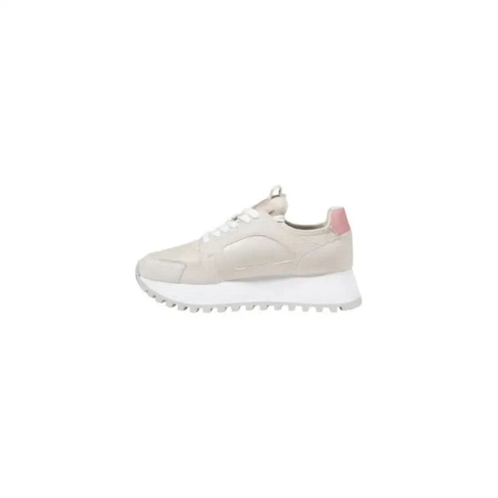 Beige leather sneaker with pink accent from Calvin Klein Jeans for women