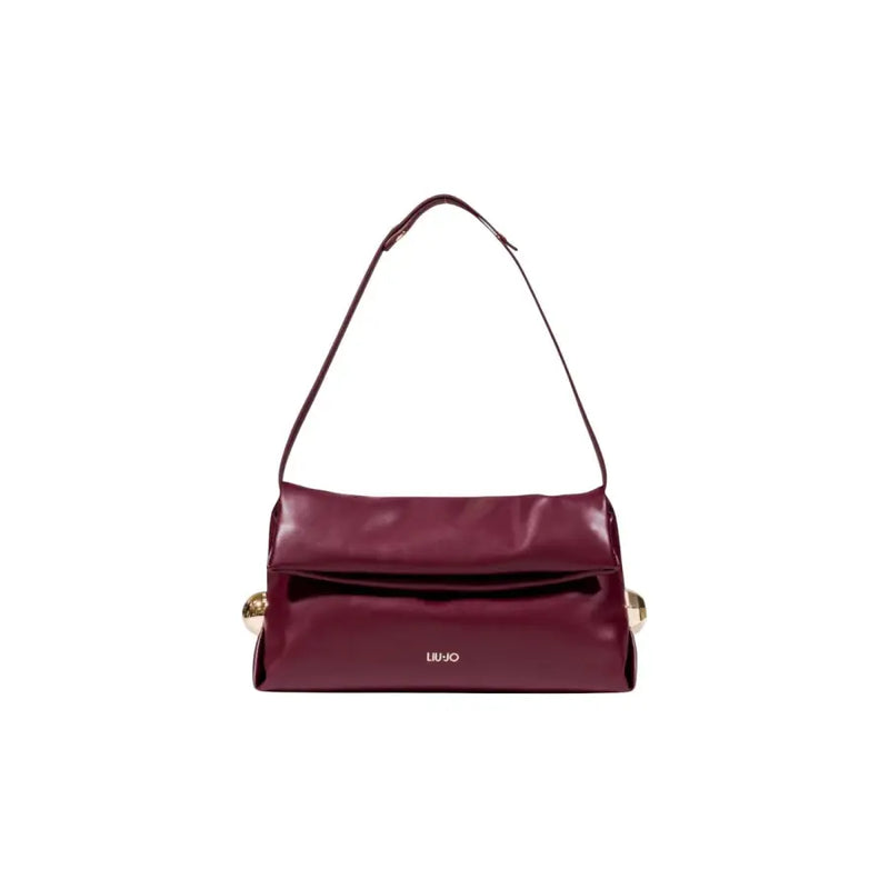 Glossy dark red shoulder bag with gold sphere accents from Liu Jo Fall Winter collection