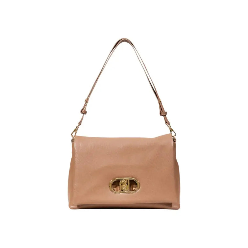 Light brown leather shoulder bag with gold-tone clasp from Beige Liu Jo Handbag collection