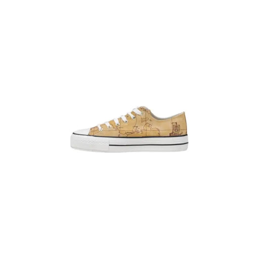 Beige map-patterned platform sneaker from the World Map Patterned Sneaker collection