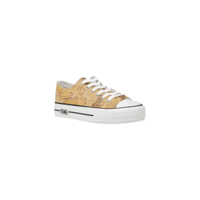 Beige map-print canvas sneaker from the World Map Patterned Sneaker collection