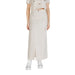 Beige maxi skirt with front slit, displayed in Black Maxi Skirt with Front Slit Product Image