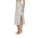 Beige midi skirt with side slit from Vila Clothes featuring zip and button closure