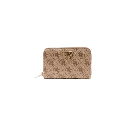 Beige patterned Guess wallet with zip-around closure and elegant design