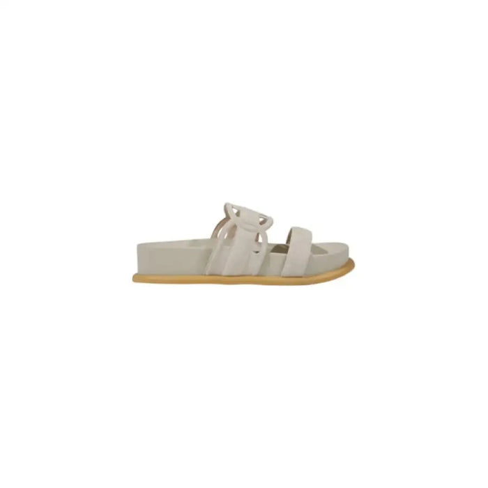 Beige platform sandal displayed on a Black Platform Sandal product webpage