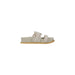 Beige platform sandal displayed on a Black Platform Sandal product webpage