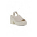 Beige platform sandal with a comfortable block heel for stylish footwear