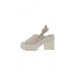 Beige platform sandal with a comfortable block heel for stylish footwear