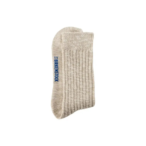Beige ribbed knit sock shown in product named Beige and Cream Ribbed Knit Sock