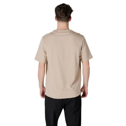 Beige short-sleeved Antony Morato cotton t-shirt for men