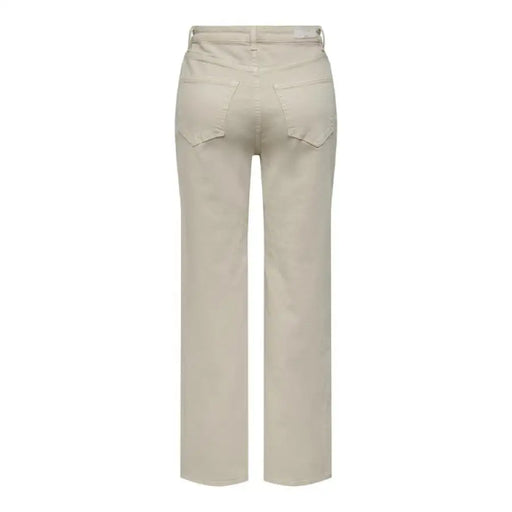 Beige straight-leg jeans from Womens Brown Long Sleeve Shirt with Beige Pants and Jeans