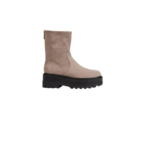 Beige suede platform boot displayed in the Beige Suede Platform Boot product image
