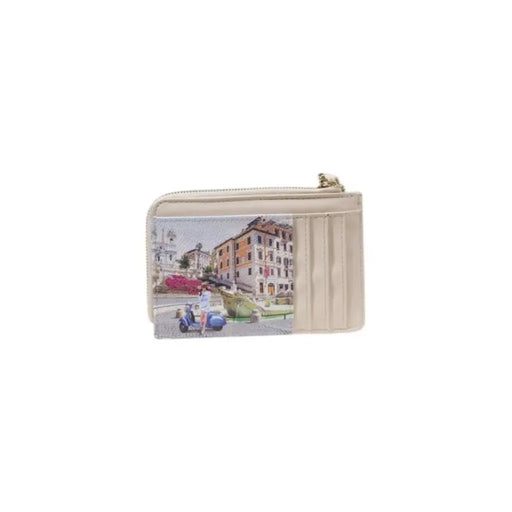 Beige City Scene Coin Purse featuring a stylish urban landscape design