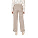 Beige wide-leg trousers displayed elegantly for sophisticated fashion choices