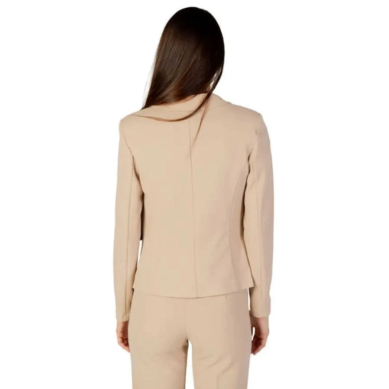 Beige women’s suit featuring Rinascimento Blazer with lapel collar in a stylish design
