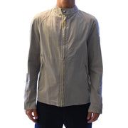 Belstaff men blazer grey cotton zip turtleneck jacket featuring a beige lightweight jacket with zipper and side pockets
