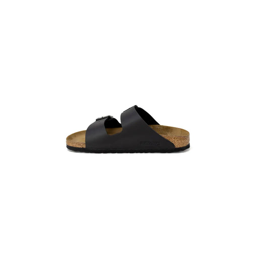 Birkenstock women black slippers featuring black leather birkenstock arizona sandals with cork footbed and rubber sole
