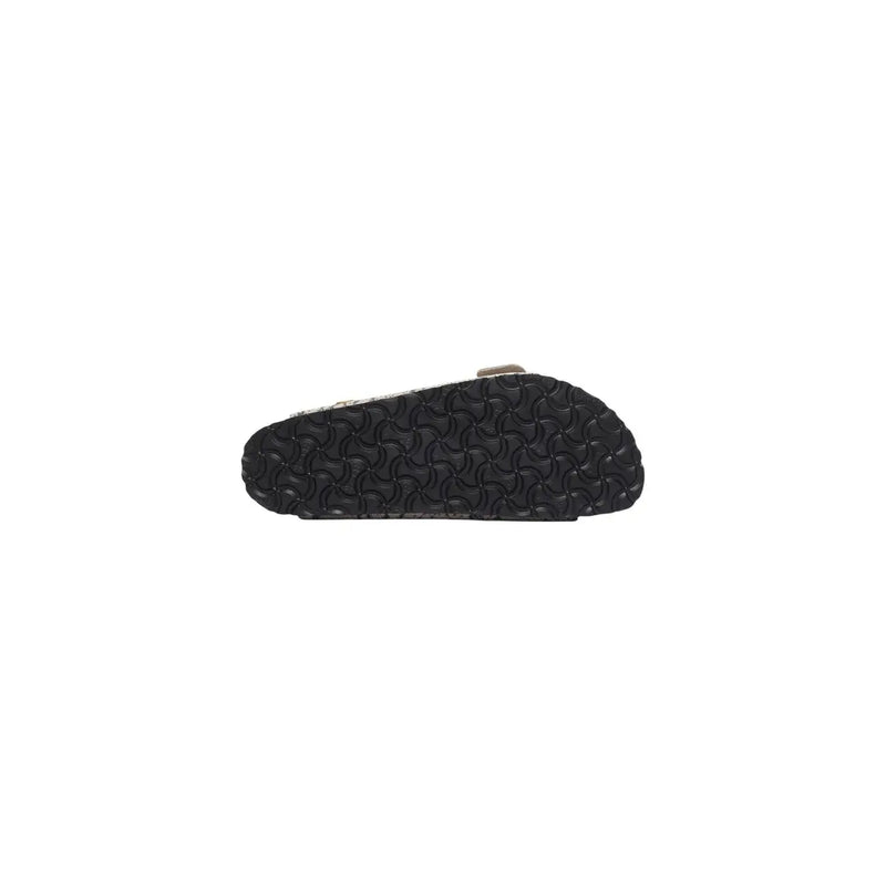 Black rubber sole with distinctive wavy tread pattern on the back side of birkenstock women leather sandals grey arizona