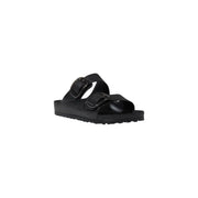 Black Birkenstock women slippers rubber Arizona sandal with two adjustable straps and contoured footbed