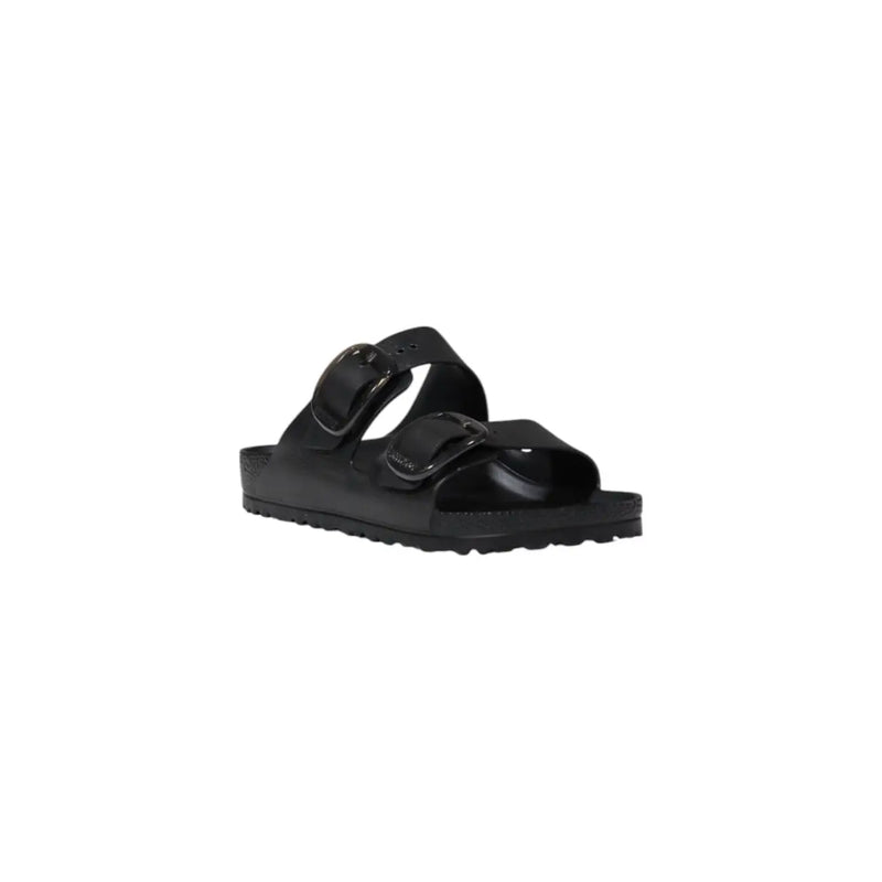Black Birkenstock women slippers rubber Arizona sandal with two adjustable straps and contoured footbed