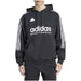 Black Adidas hoodie featuring a white logo and striped sleeves for men’s sweatshirts