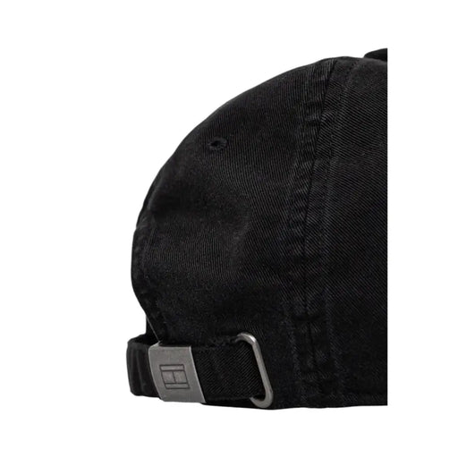 Black baseball cap with logo and striped lining for a stylish casual look