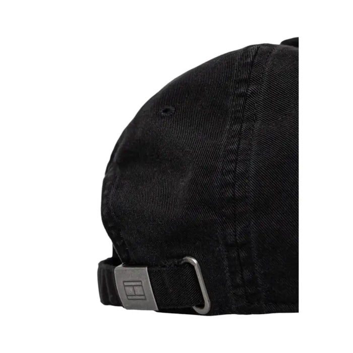Black baseball cap with logo and striped lining for a stylish casual look