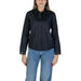 Black button-up shirt with decorative cutout cuffs from Jacqueline De Yong collection
