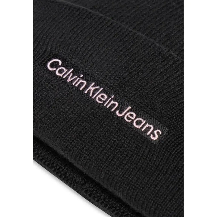 Black Calvin Klein Jeans Beanie displayed on a product showcase