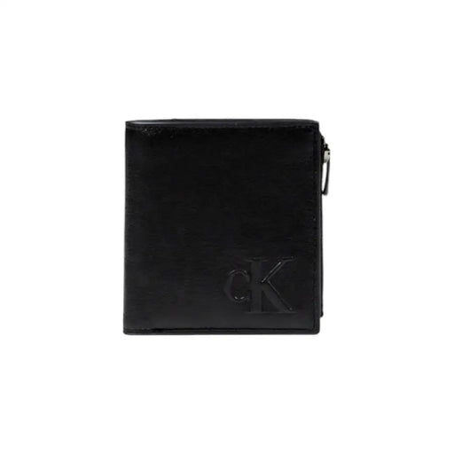 Black Calvin Klein leather wallet with zipper, stylish men’s accessory