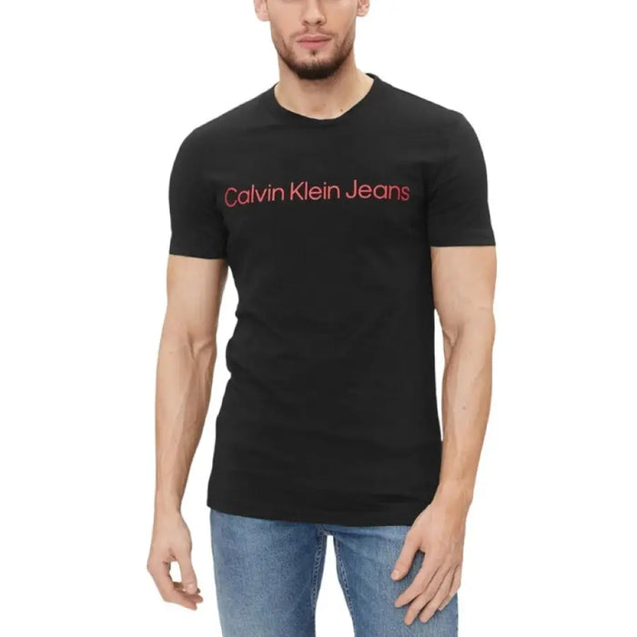 Black Calvin Klein Jeans t-shirt displayed in Calvin Klein White Crew Neck T-Shirt for Men