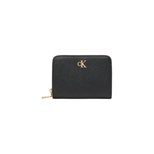 Black Calvin Klein zippered wallet displayed in a product image showcasing luxury accessories