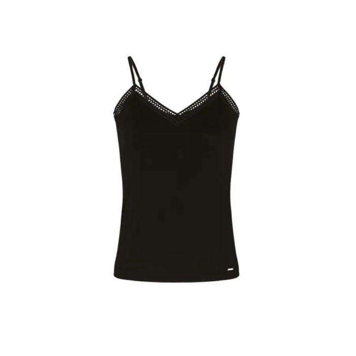 Black camisole top with lace trim displayed in a product named White Camisole Top